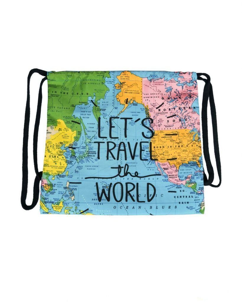 Mochila viajera de tela para accesorios MeMarea mapa mundi