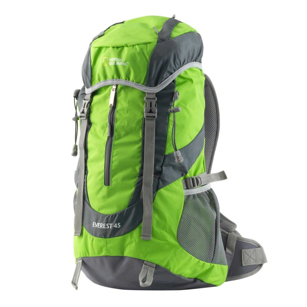 Mochila Everest 45L verde para camping y trekking National Geographic
