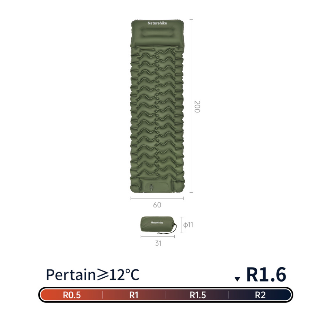 Colchoneta inflable con inflador de pie FC-01 Naturehike-12