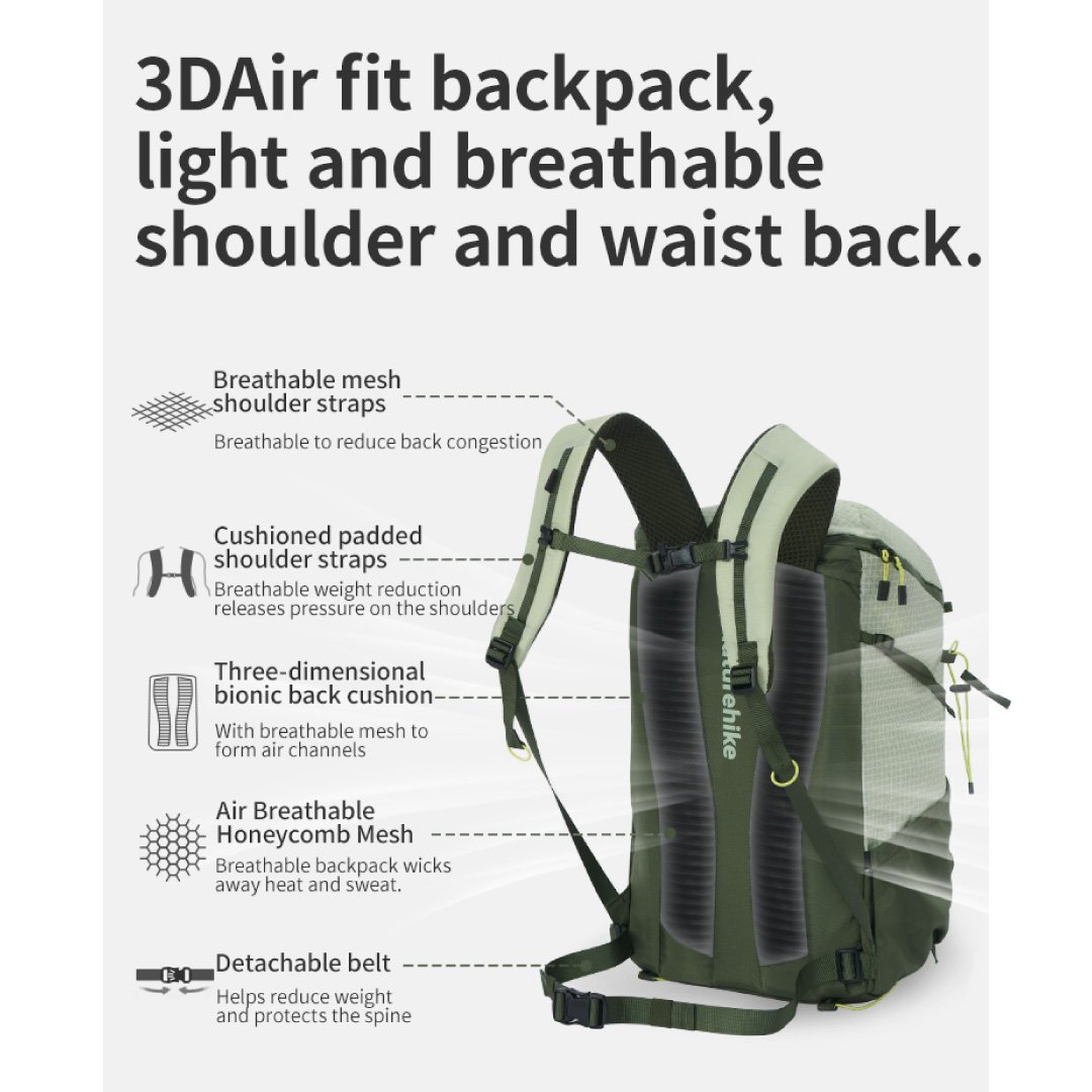 Mochila Helium 25L Naturehike Verde y morada-08