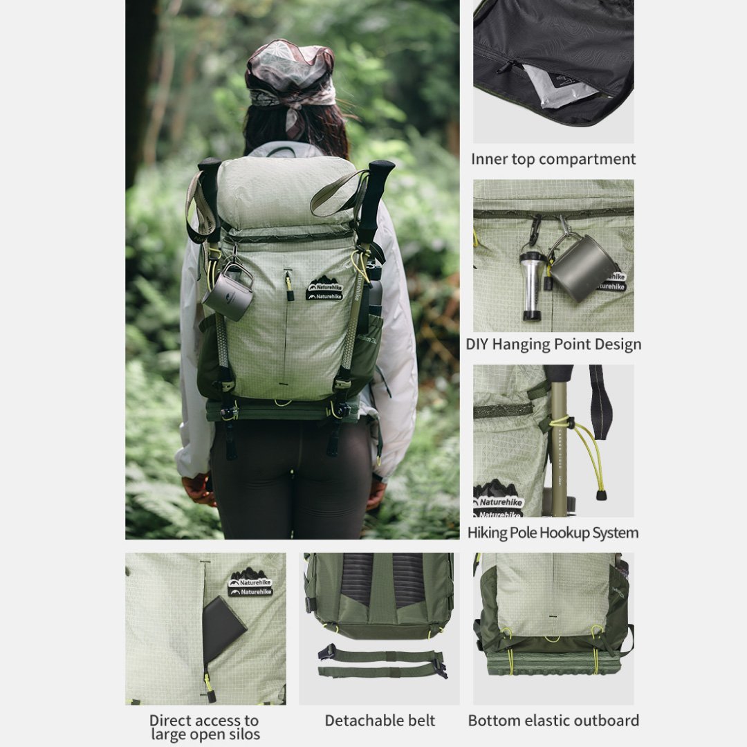 Mochila Helium 25L Naturehike Verde y morada-10